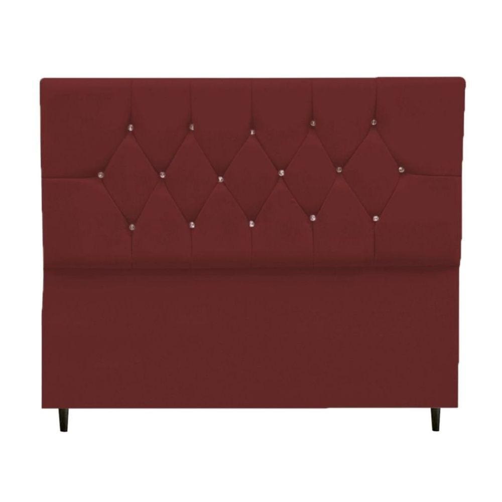 Cabeceira Estofada Cama Box Casal 140 cm Geovana Suede Bordô