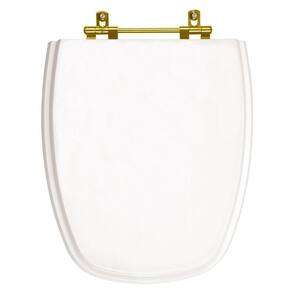 Assento Sanitário Poliester Monte Carlo Branco Ferragem Dourada para Vaso Deca