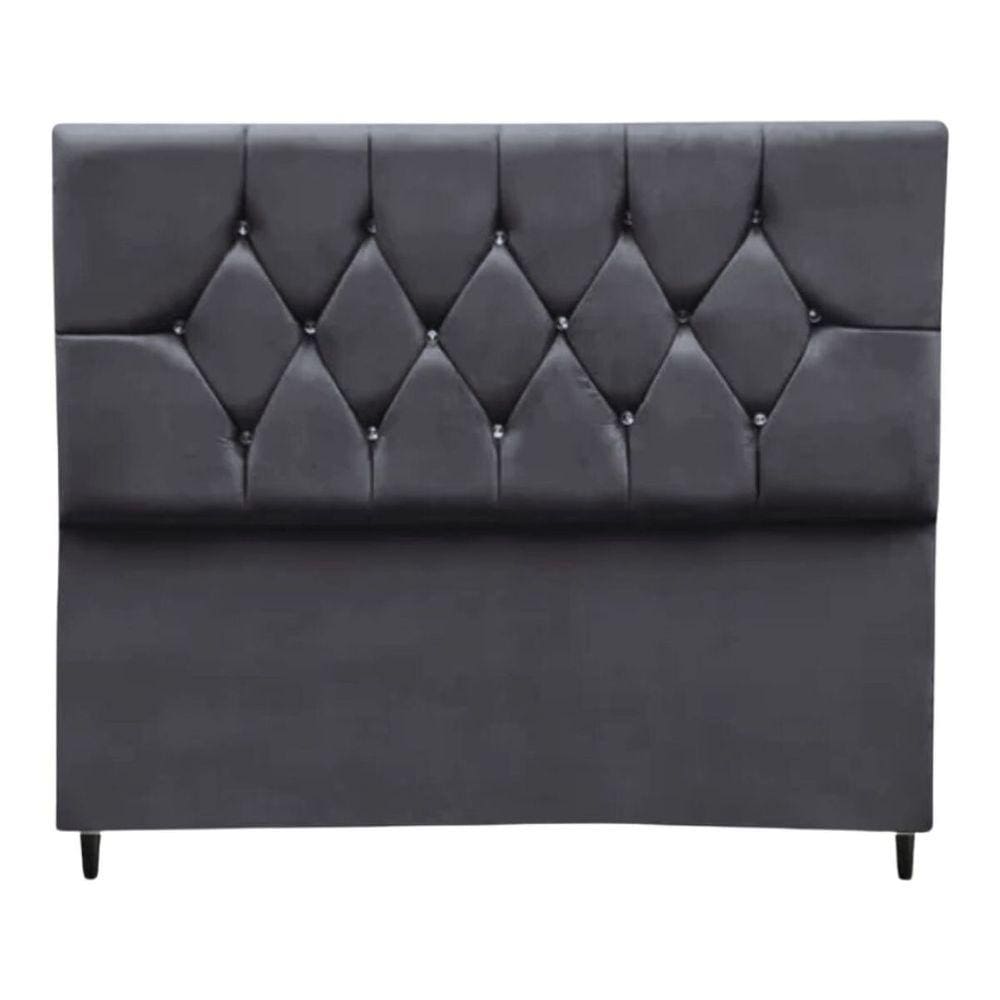 Cabeceira Estofada Casal 140 cm Geovana Suede Cinza Escuro