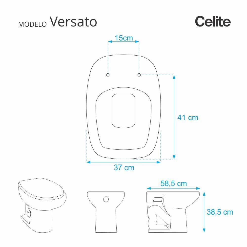 Assento Sanitario Poliester Versato Pergamon (Bege Claro) para vaso Celite