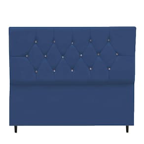 Cabeceira Cama Box Casal 140 cm Geovana Suede Azul Marinho