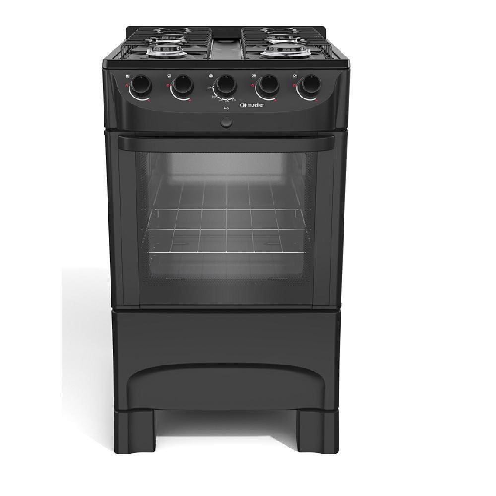 Fogão Mueller 4 Bocas com mesa esmaltada Preto Fosco MFI4BC - Bivolt - Bivolt