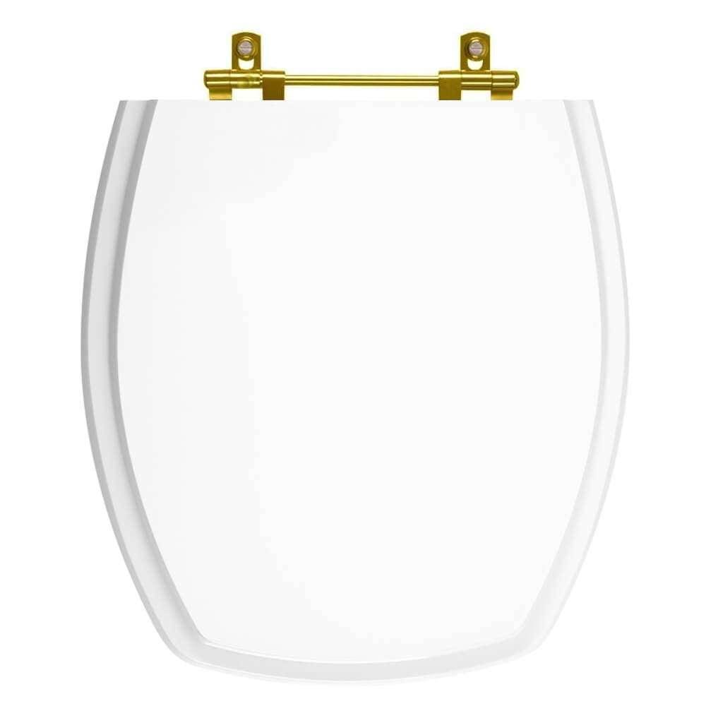 Assento Sanitário Poliéster Thema Branco para vaso Incepa Com Ferragem Dourada