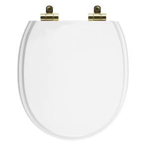 Tampa de Vaso Poliéster Com Fechamento Lento Village Branco para louça Deca com Ferragem Dourada