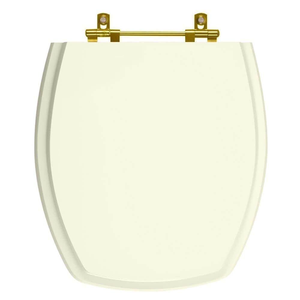 Assento Sanitário Poliéster Thema Biscuit para vaso Incepa Com Ferragem Dourada