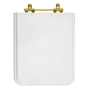 Assento Sanitário Poliéster Square Branco para vaso Incepa Com Ferragem Dourada