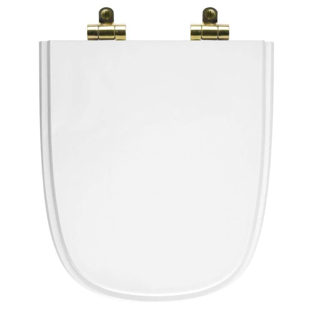 Assento Sanitário Poliéster Soft Close Ibiza Branco para vaso Incepa com Ferragem Dourada