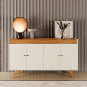 Buffet Aparador 4 portas 160cm Madrid Mavaular - Off White/Naturalle