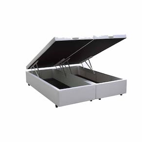 Base Box Baú Queen Bipartido Sintético Branco