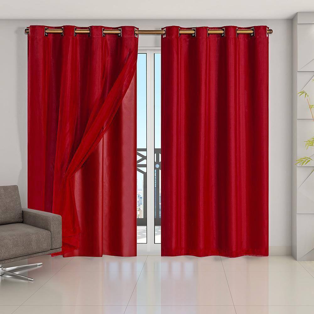 Cortina Blackout Voil 4,20X2,50 Corta Luz Sala Vermelho