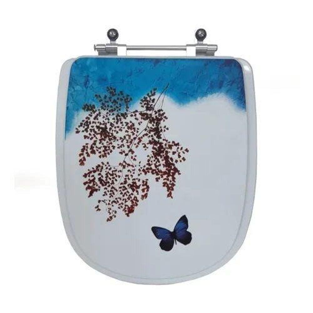Tampa De Vaso Decorada Borboleta Branco P/ Sabatini Da Icasa