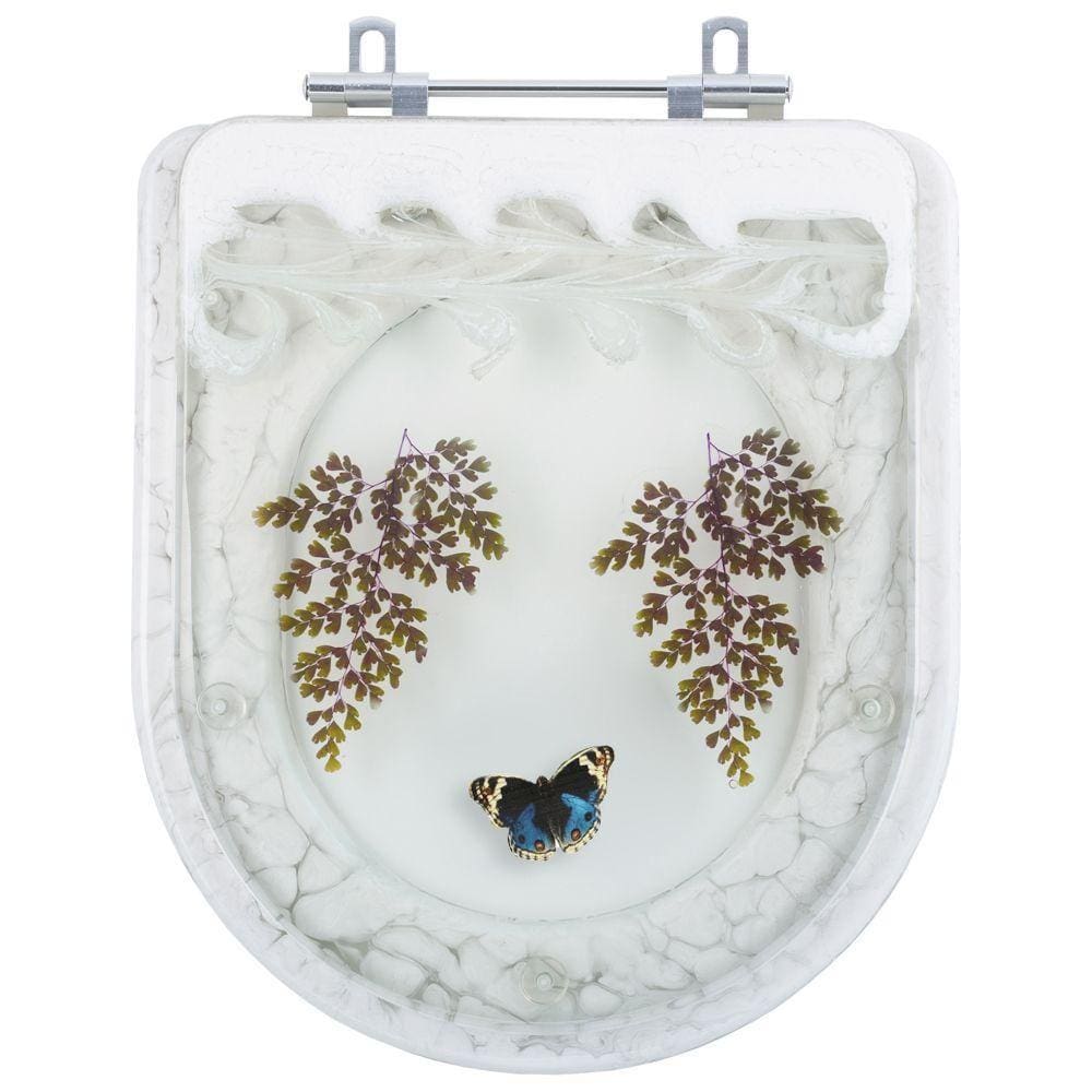 Tampa para Vaso Deca Carrara Branco c/ Borboleta Azul Escuro