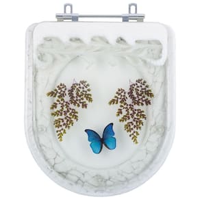 Tampa para Vaso Deca Vogue Plus Branco com Borboleta Azul