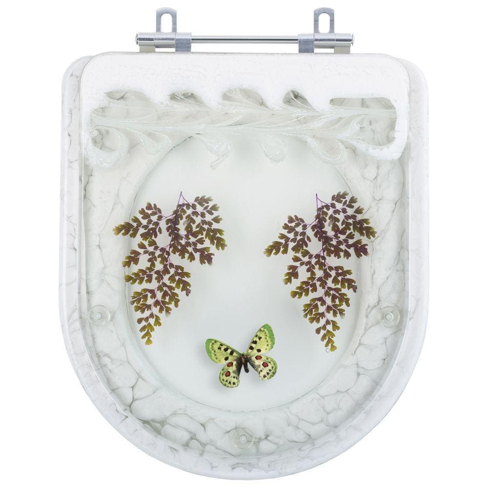 Tampa para Vaso Deca Vogue Plus Branco com Borboleta Verde