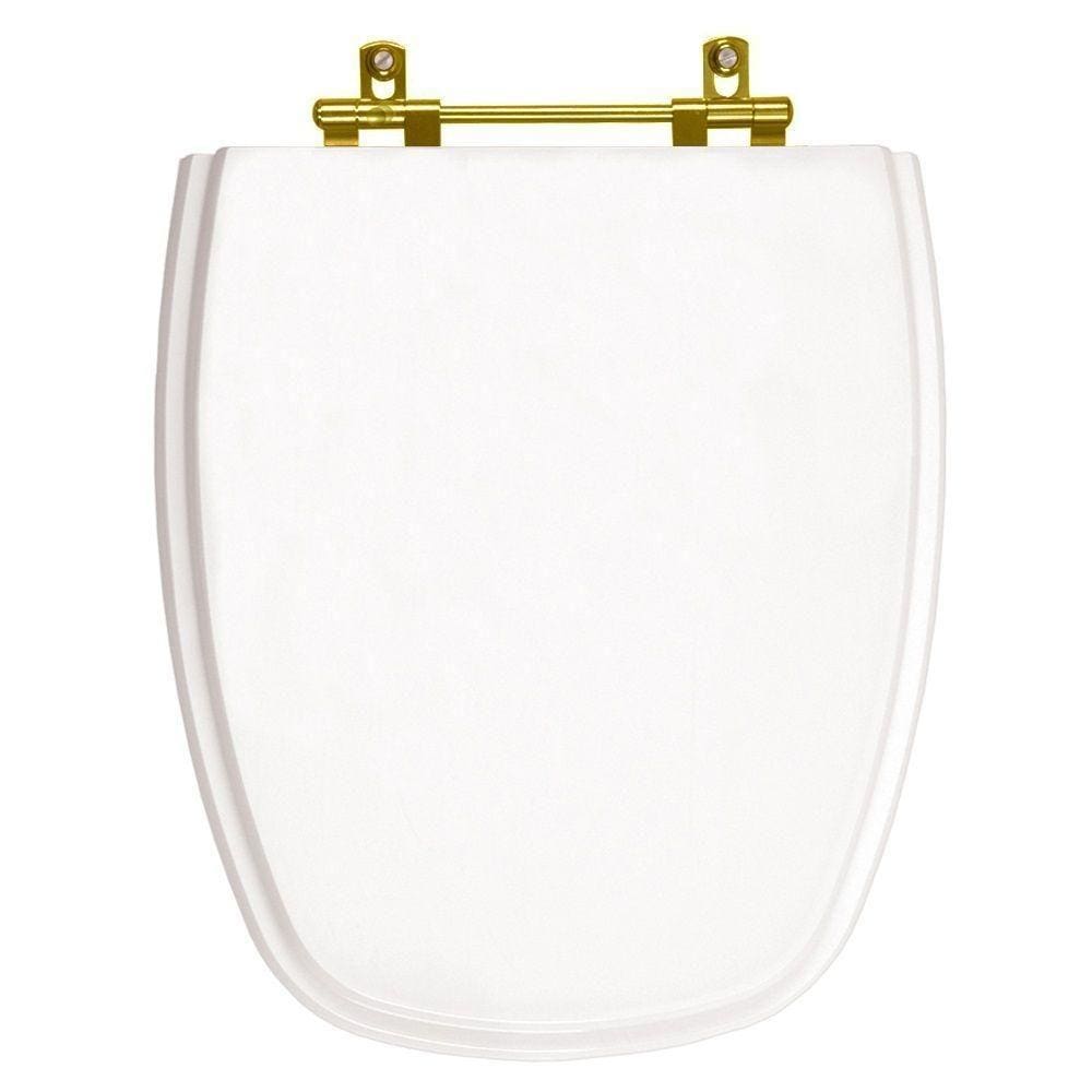 Tampa de Vaso Monte Carlo Branco para bacia Deca Com Ferragem Dourada