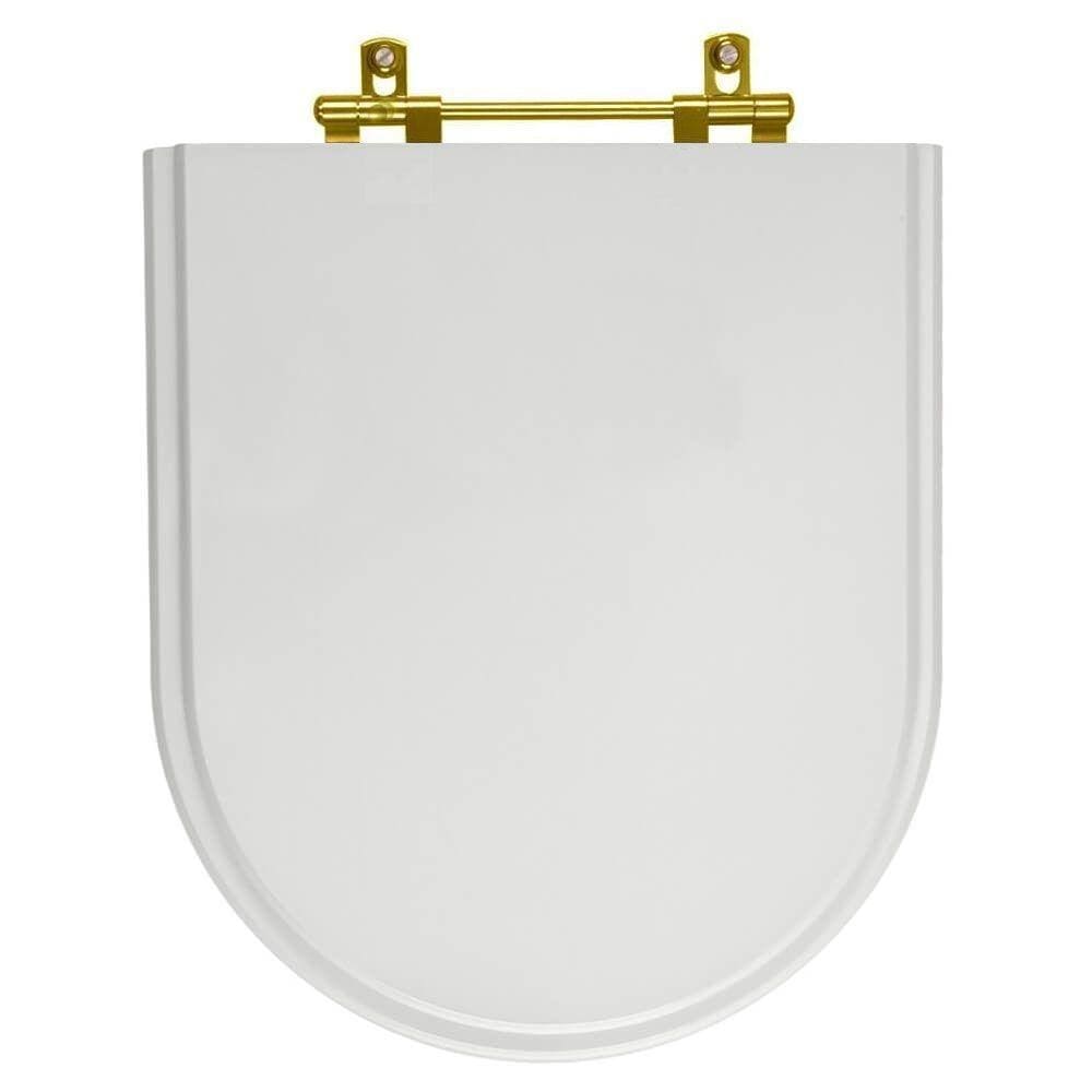 Tampa de Vaso Poliester Carrara Cinza Real para bacia Deca Com Ferragem Dourada