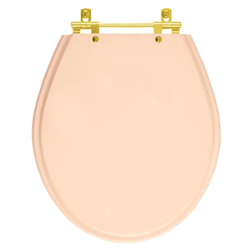 Tampa de Vaso Poliester Ravena Rosa Floral para bacia Deca Com Ferragem Dourada
