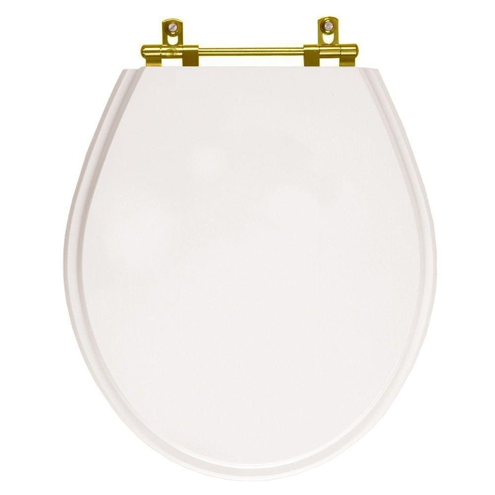 Tampa de Vaso Poliester Carina Branco para bacia Ideal Standard Com Ferragem Dourada