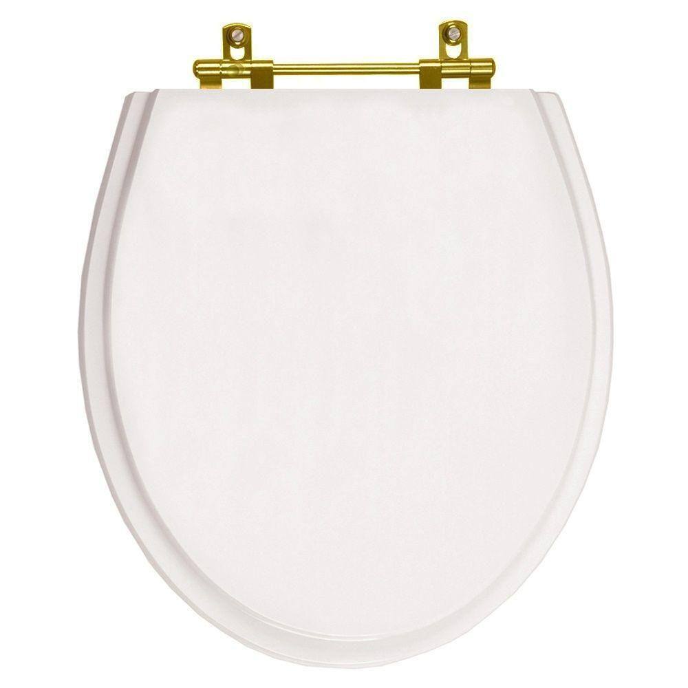 Tampa de Vaso Poliester Ritz Branco para bacia Deca Com Ferragem Dourada