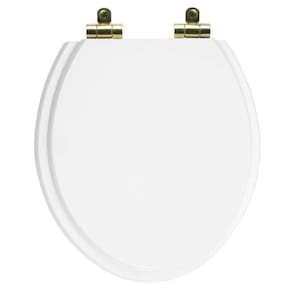 Tampa de Vaso Poliéster Com Amortecedor Oval Branco para Todas as Marcas com Ferragem Dourada