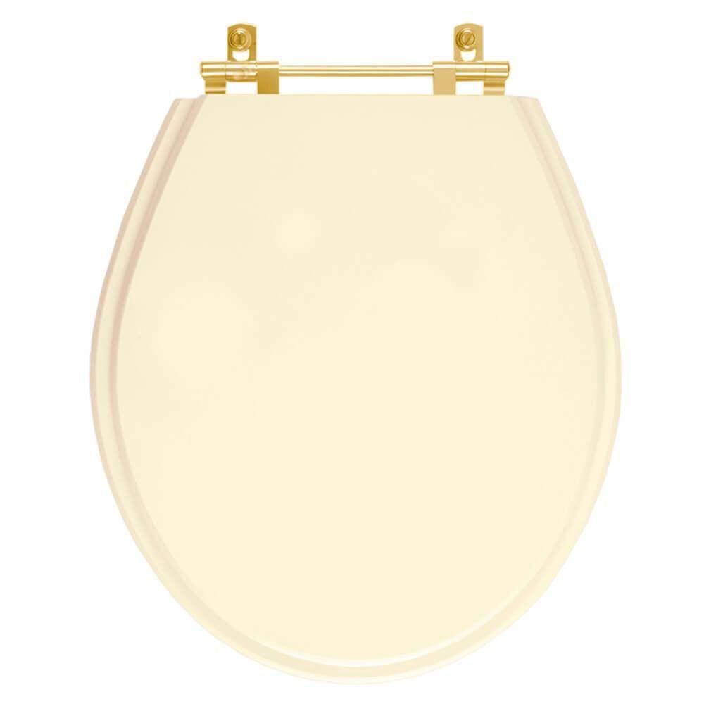 Tampa de Vaso Poliester Ravena Creme para bacia Deca Com Ferragem Dourada