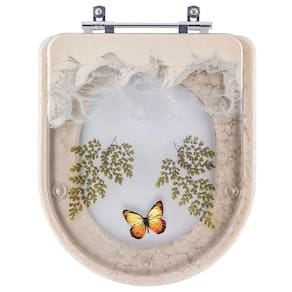 Tampa De Vaso Decorado Borboleta Amarela Carrara Bege Para Deca 6lpf