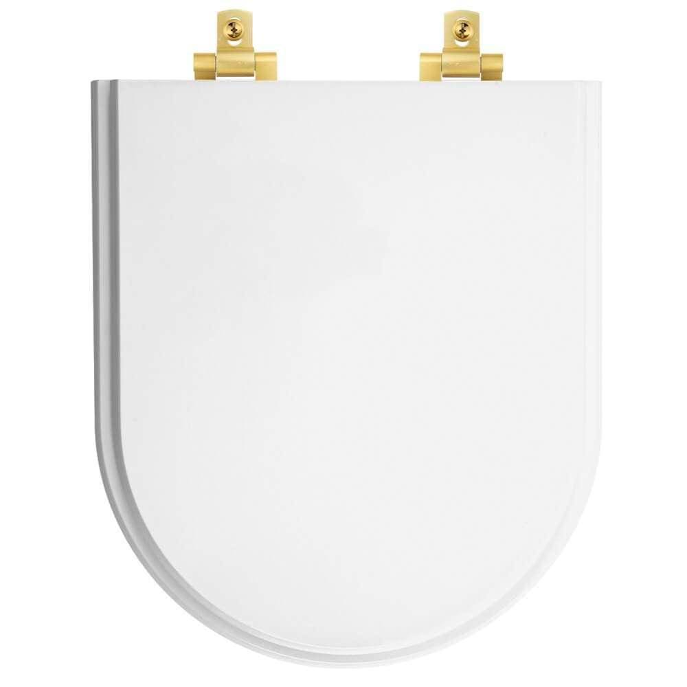 Tampa de Vaso Com Fechamento Lento Belle Epoque Branco para louça Deca com Ferragem Dourada