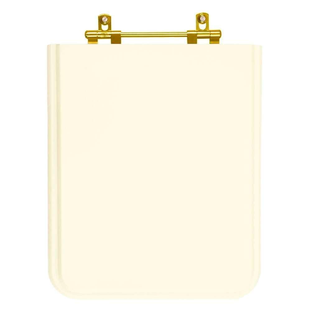 Tampa de Vaso Square Biscuit para bacia Incepa Com Ferragem Dourada