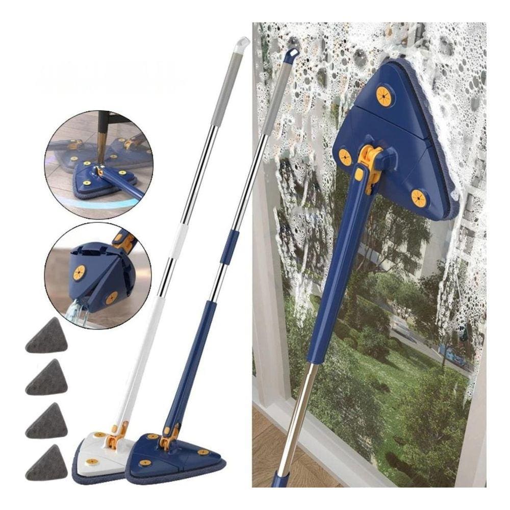Esfregão Limpeza Giratório Mop Triangulo Rodo Ajustável 360º