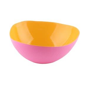 Centro De Mesa Em Vidro Milky Amarelo E Rosa Full Fit 26x11,5cm
