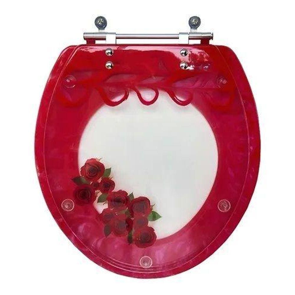 Tampa De Vaso Acrílico Decorada Rosas Vermelhas P/ Vaso 6lpf
