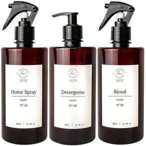 Frasco Ambar Organizador Minimalista Decorativo Refil Pump