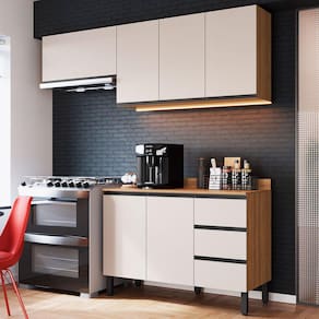 Cozinha Compacta álamo 6 Portas 3 Gavetas Montana/Fumê - Quiditá Móveis