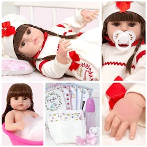 Boneca Reborn Menina Realista Corpo 100% Vinil Com Itens