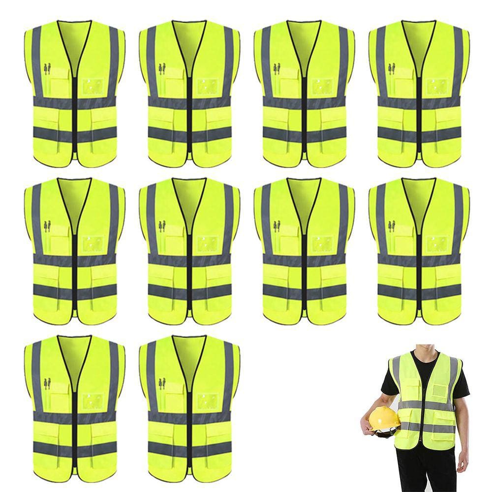 Colete Sinalizador Faixa Refletivo Kit 10 Unidades EPI Segurança Trabalho Blusao Fluorescente Obra Fiscalizaçao