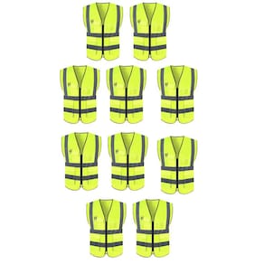 Colete Refletivo EPI Sinalizador Kit 10 Unidades Segurança Trabalho Blusao Fluorescente Obra Fiscalizaçao