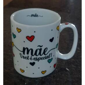 Jogo 10 canecas 300ml Frases Mãe - Kit Porcelana - Decoração Caneca Completa Corações