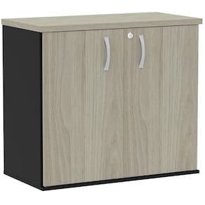 Armário Baixo PE25 Pandin 80 cm (largura) em MDP Cor Nogueira CasaBlanca e Preto com Duas Portas