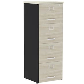 Armário de Arquivo Oficio PE25 Pandin 45,70 cm (largura) em MDP Cor Nogueira CasaBlanca e Preto 4 Gavetas