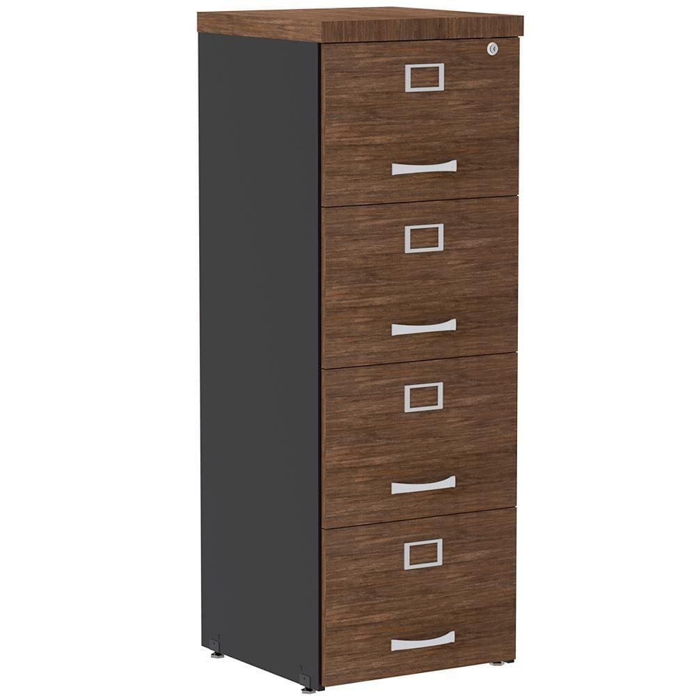 Armário de Arquivo Oficio PE40 Pandin 45,70 cm (largura) em MDP Cor Walnut e Preto 4 Gavetas