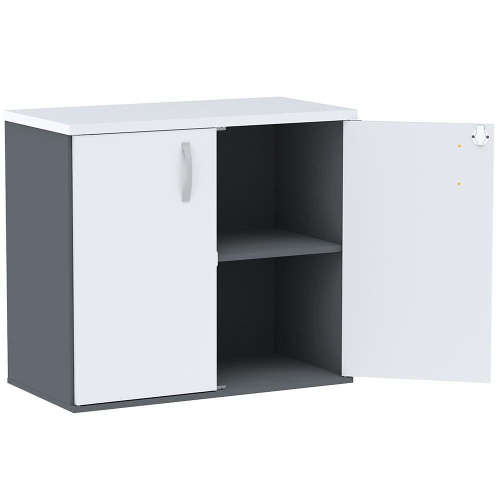 Armário Baixo PE25 Pandin 80 cm (largura) em MDP Cor Grafito e Branco com Duas portas