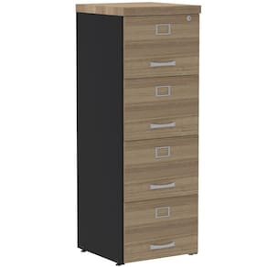 Armário de Arquivo Oficio PE40 Pandin 45,70 cm (largura) em MDP Cor Noce Naturalle e Preto 4 Gavetas