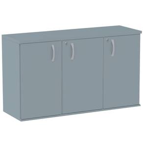 Armário Baixo Credenza PE25 Pandin 121,50 cm (largura) em MDP Cor Liso Cinza com Três Portas