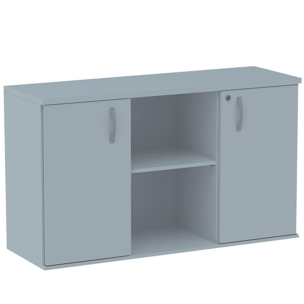 Armário Baixo Credenza PE25 Pandin 121,50 cm (largura) em MDP Cor Liso Cinza com Duas portas