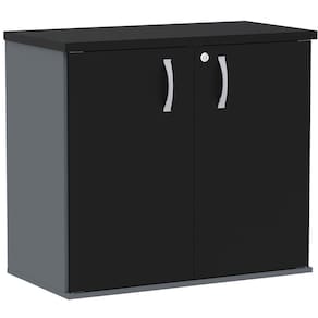 Armário Baixo PE25 Pandin 80 cm (largura) em MDP Cor Grafito e Preto com Duas portas