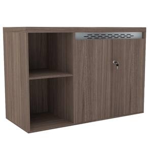 Armário Baixo Credenza PE50 Pandin 104,60 cm (largura) em MDP Cor Walnut com Dois Nichos e Duas Portas