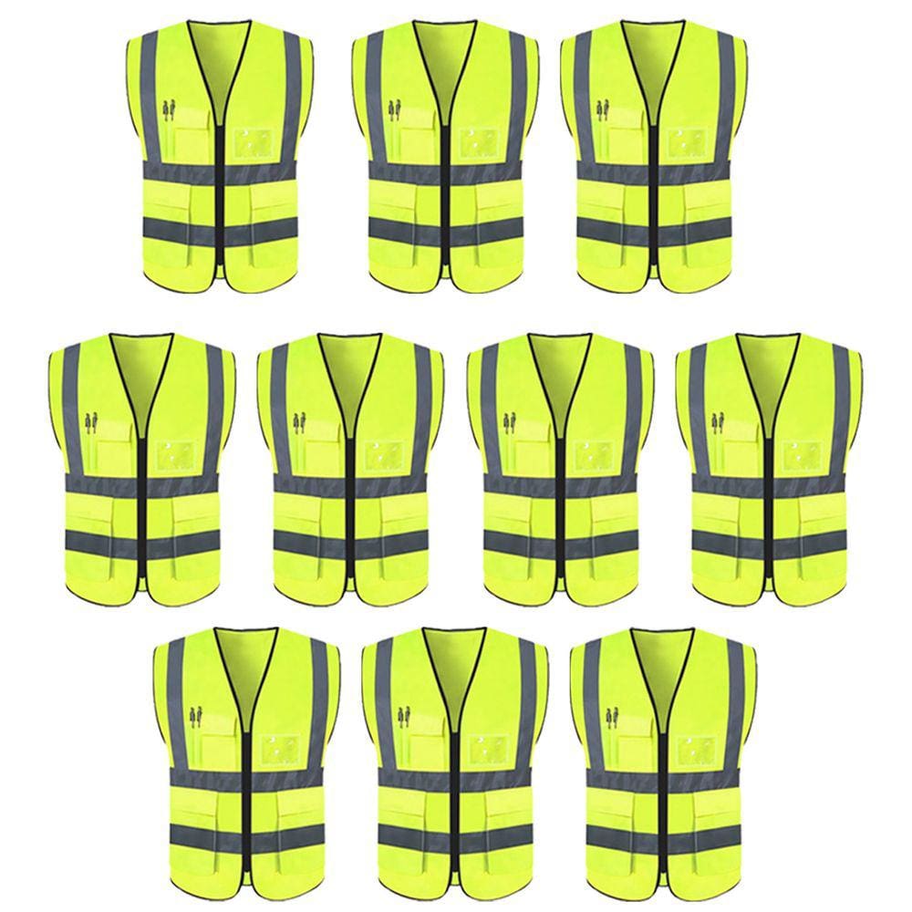 Colete Refletivo Sinalizador Kit 10 Unidades Segurança Trabalho EPI Obra Fiscalizaçao Blusao Fluorescente