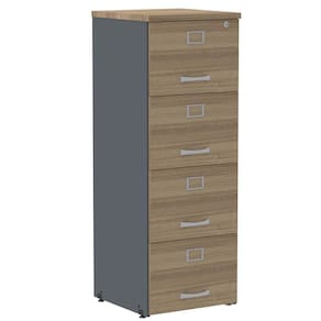 Armário de Arquivo Oficio PE25 Pandin 45,70 cm (largura) em MDP Cor Noce Naturalle e Grafito com 4 Gavetas