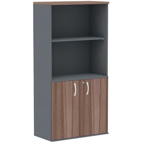 Armário Misto PE25 Pandin 79,20 cm (largura) em MDP Cor Walnut e Grafito com Duas portas e Prateleira superior