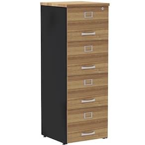 Armário de Arquivo Oficio PE25 Pandin 45,70 cm (largura) em MDP Cor Noce Naturalle e Preto 4 Gavetas